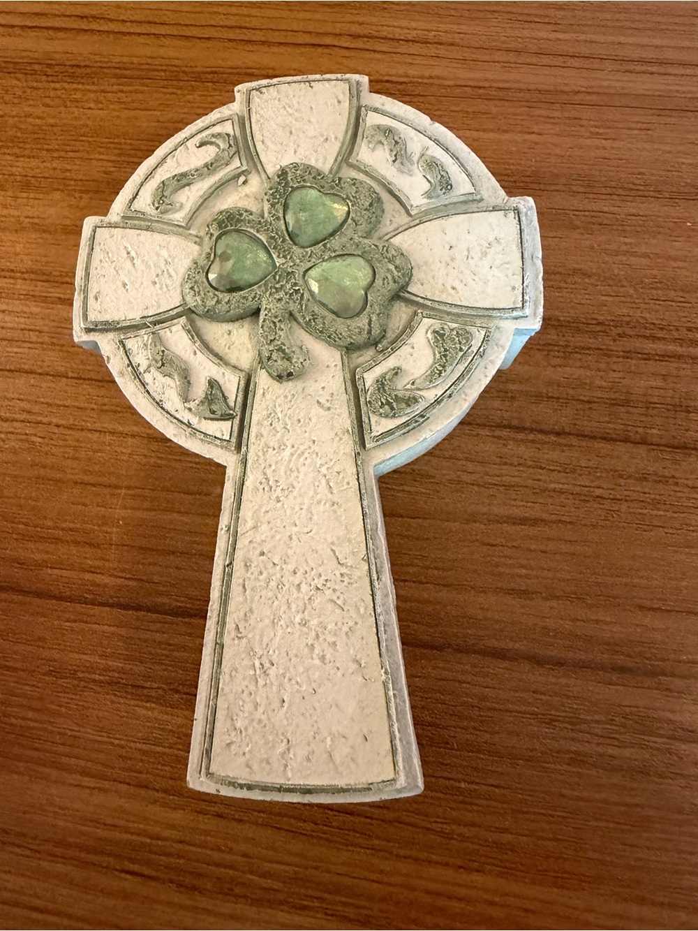 Isabel Bloom Celtic Cross Shamrock Keepsake Box with Irish Blessing EUC!